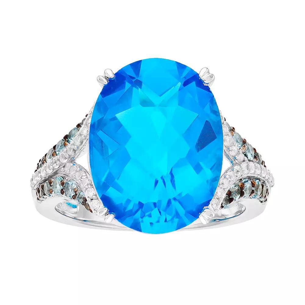 Sterling Silver Swiss Blue Topaz & Lab-Created White Sapphire Ring, Women's, Size: 6, Silvertone Product Image