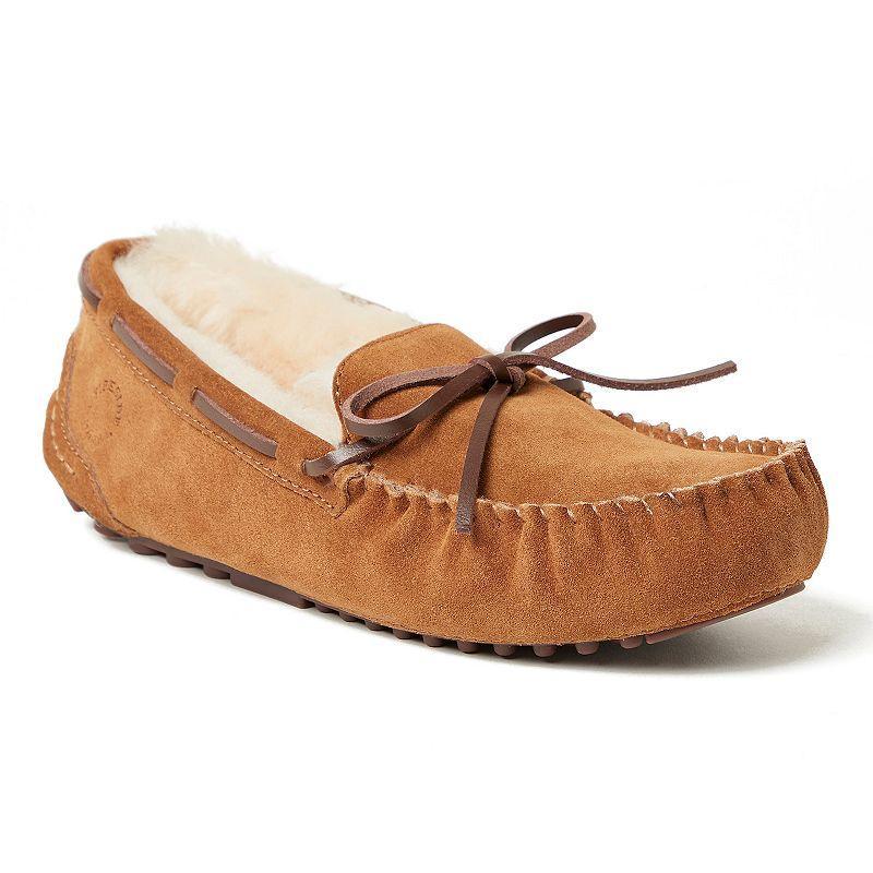 Fireside by Dearfoams Victoria Genuine Shearling Lace Womens Moccasin Slippers Product Image