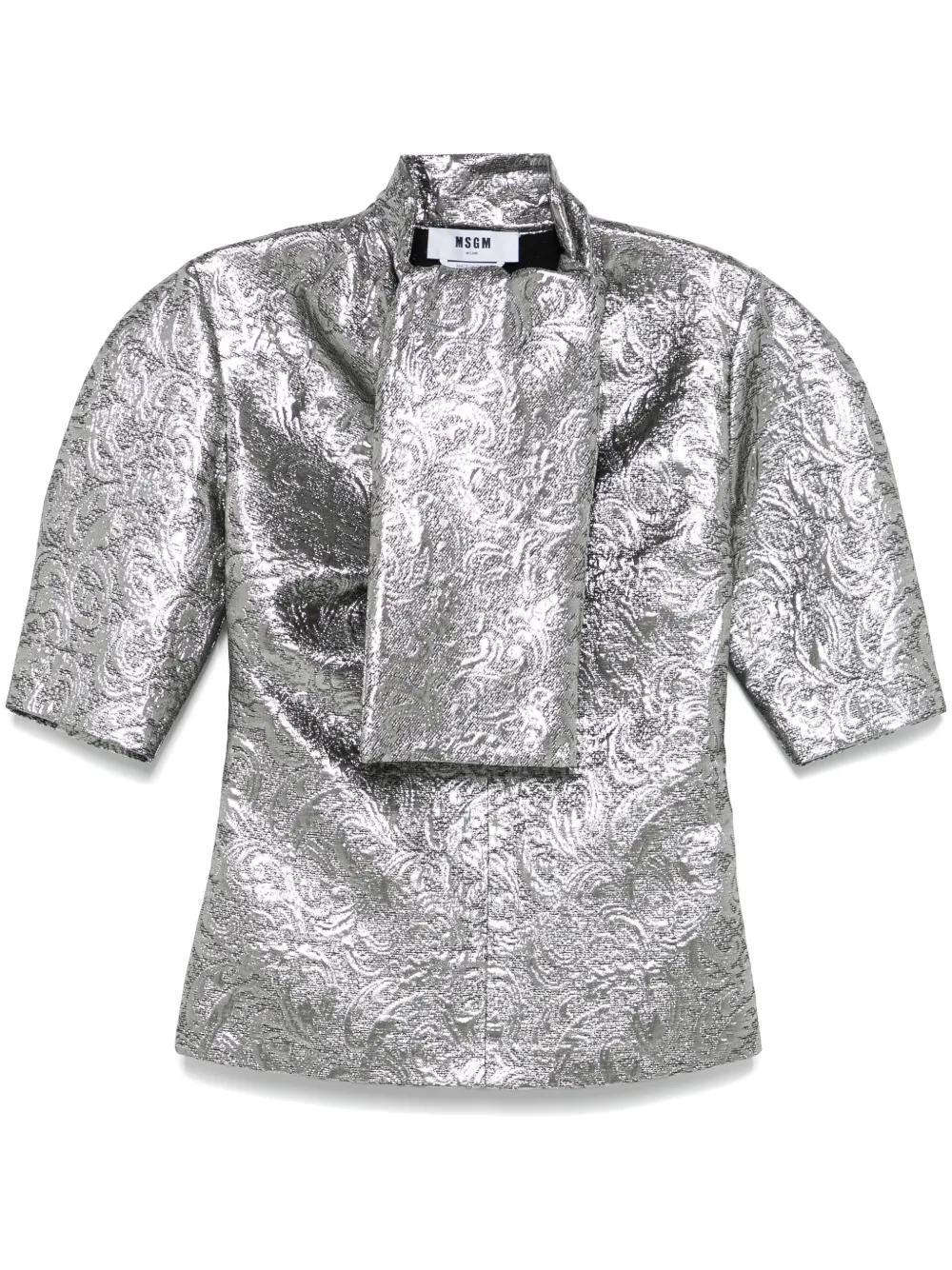 MSGM Metallic-effect Blouse In Silber Product Image
