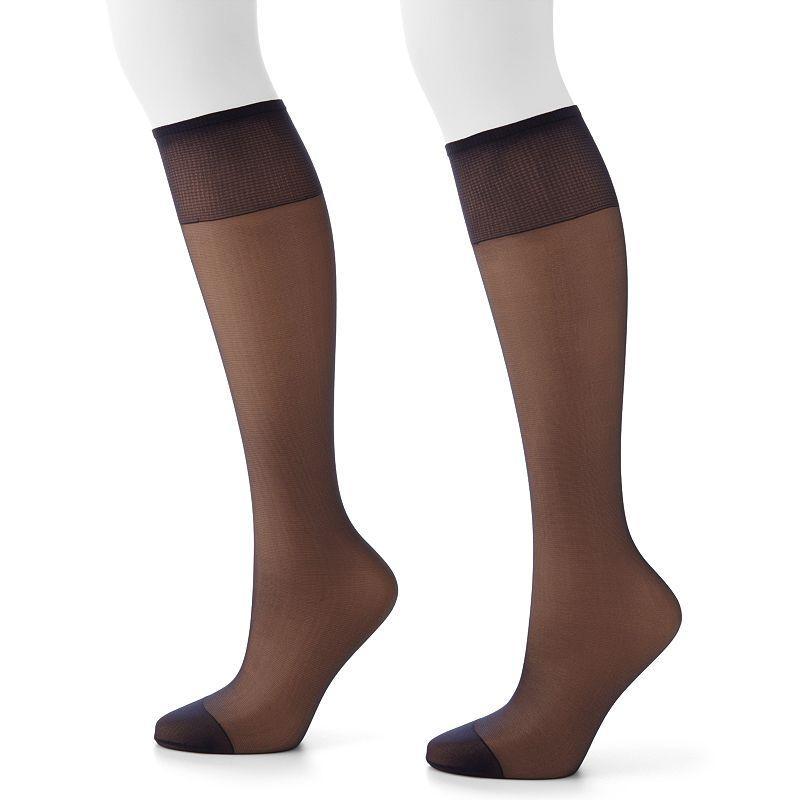 Hanes Silk Reflections Reinforced-Toe Knee Highs 2-Pack Product Image