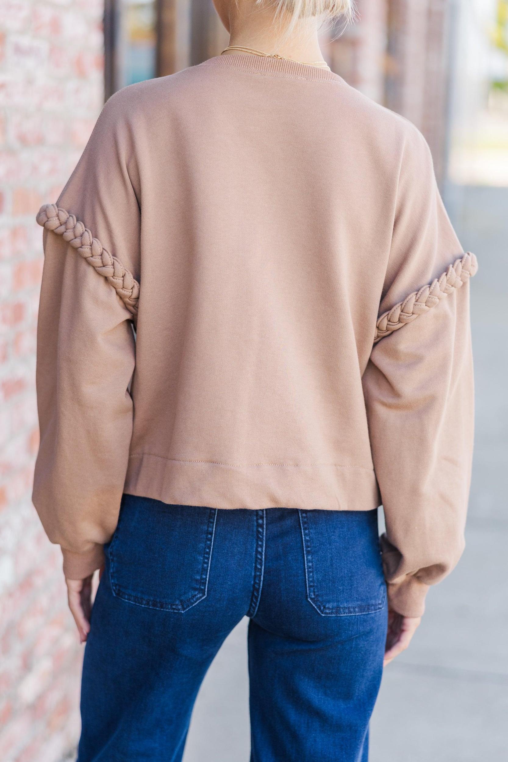 Get The Glow Mocha Brown Braided Sweater Female Product Image