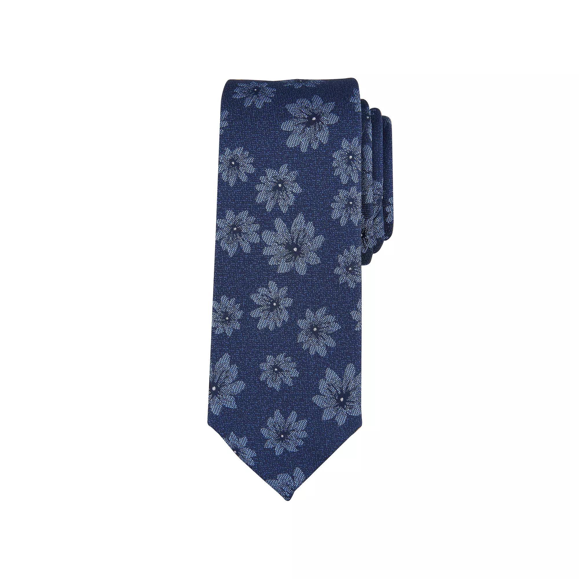 Men's Bespoke Floral Skinny Tie, Blue Barrett Product Image