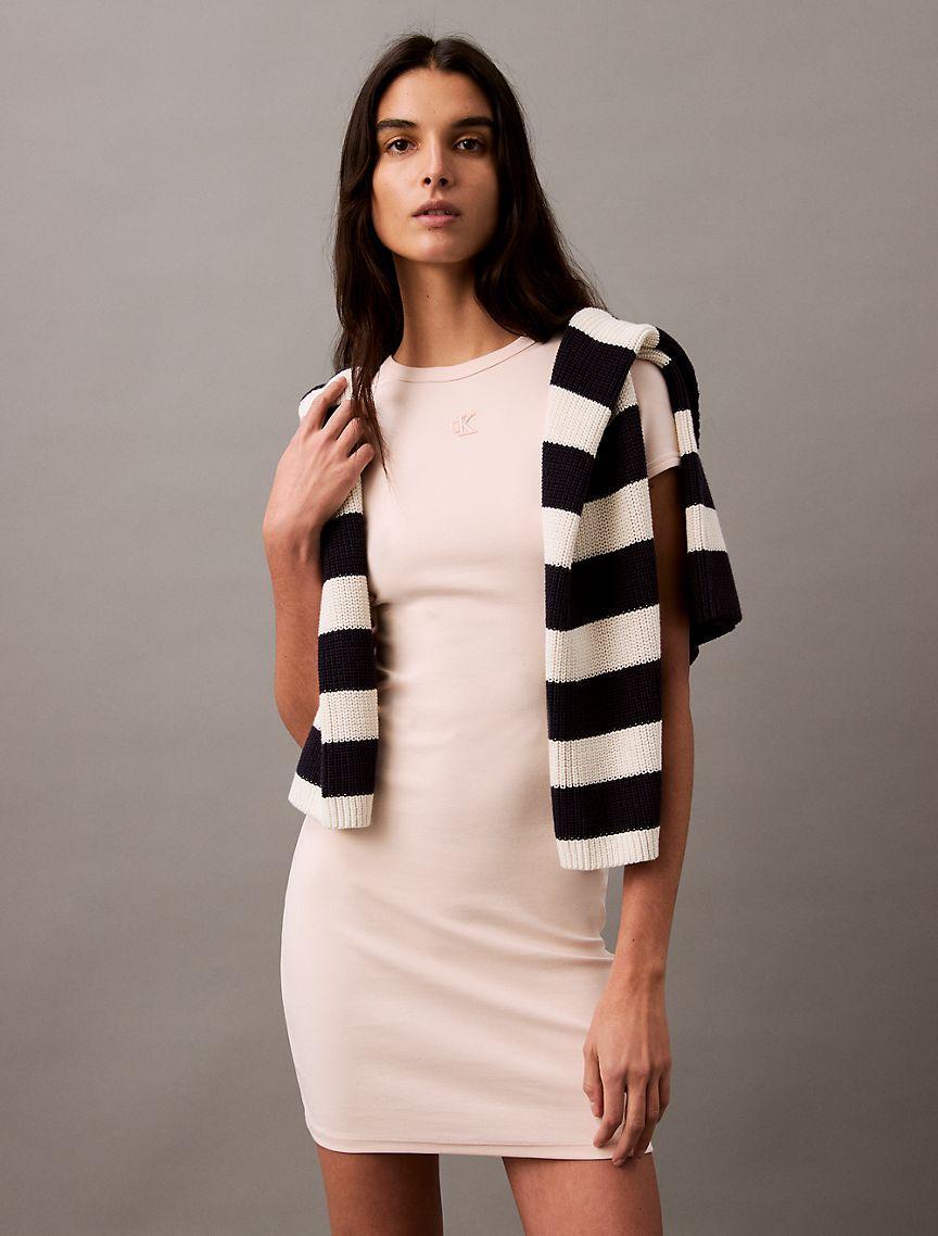 Cotton Contour Rib Monogram Logo Mini Dress Product Image