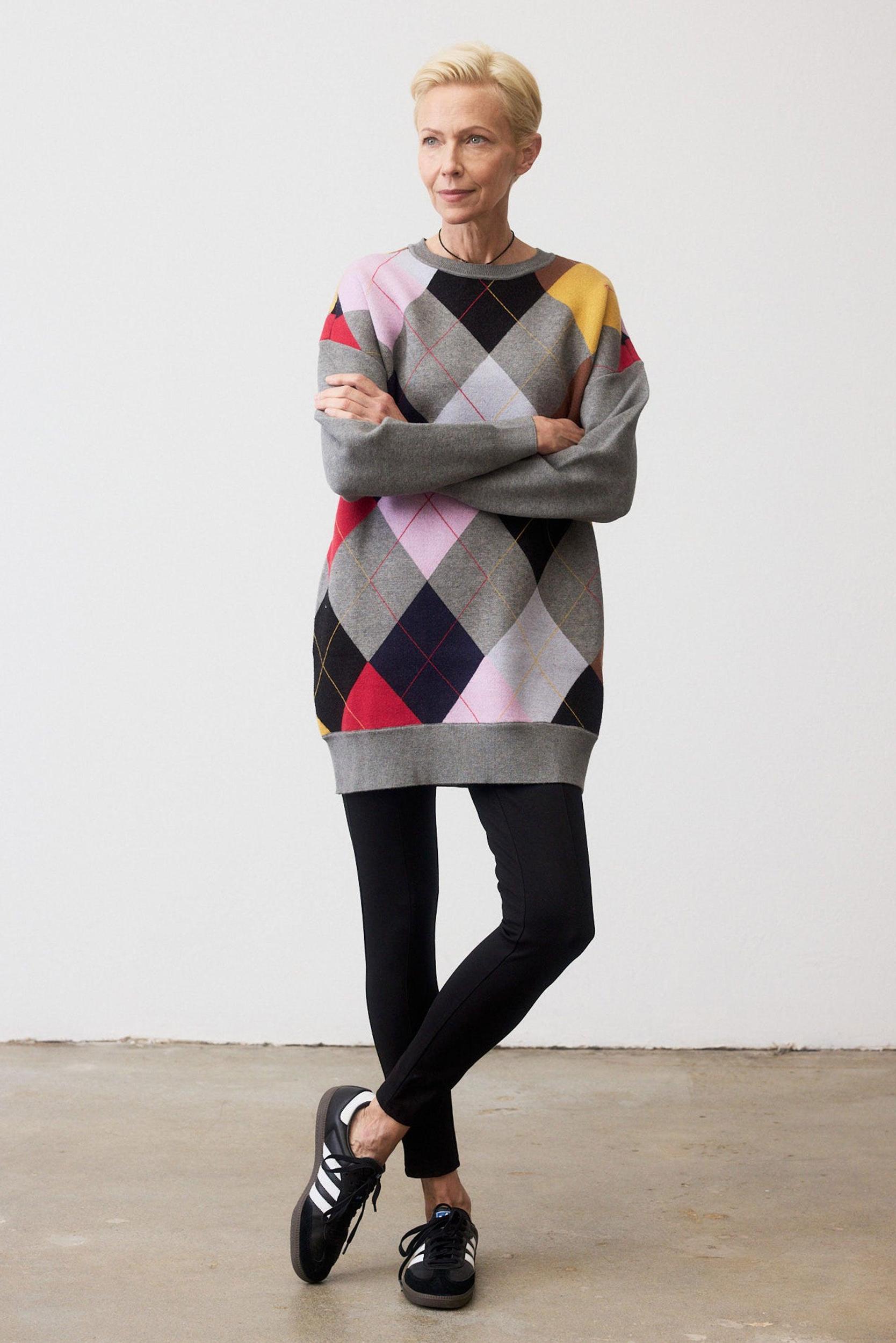 Argyle Crewneck Sweater Dress Product Image