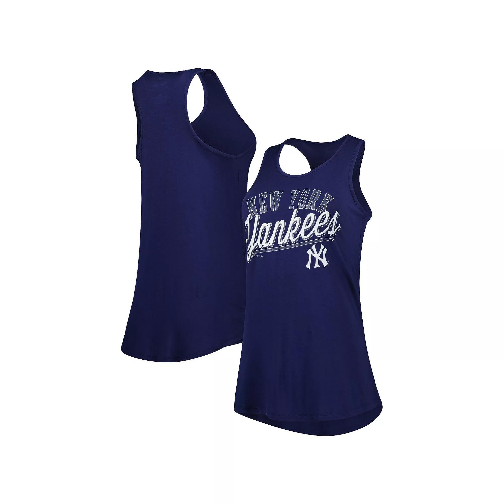 Women's Fanatics Branded Navy New York Yankees Simplicity Swing Racerback Scoop Neck Tank Top, Size: 3XL, Blue Product Image