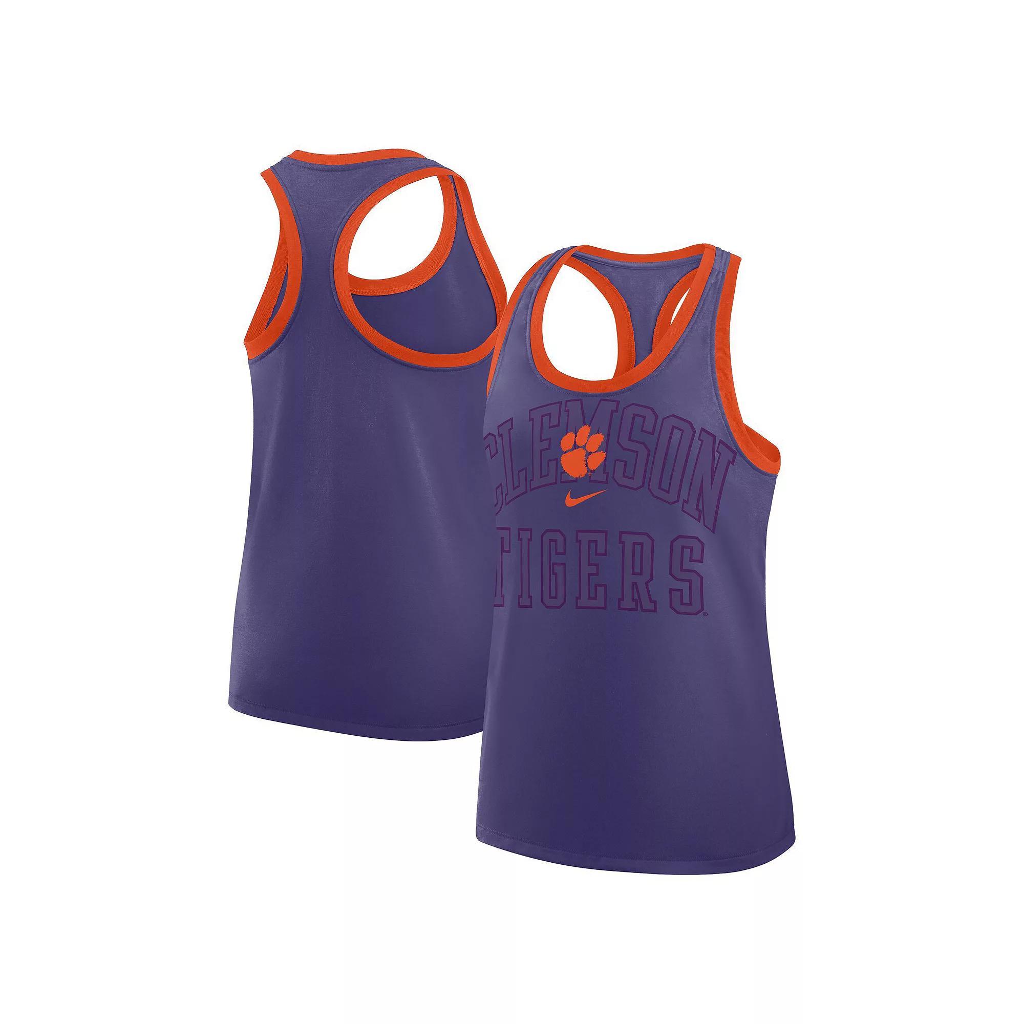 Women's Nike Purple Clemson Tigers Primetime Tri-Blend Racerback Tank Top, Size: Medium Product Image