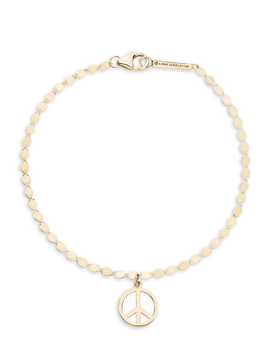 Womens 14K Yellow Gold Peace Charm Bracelet Product Image