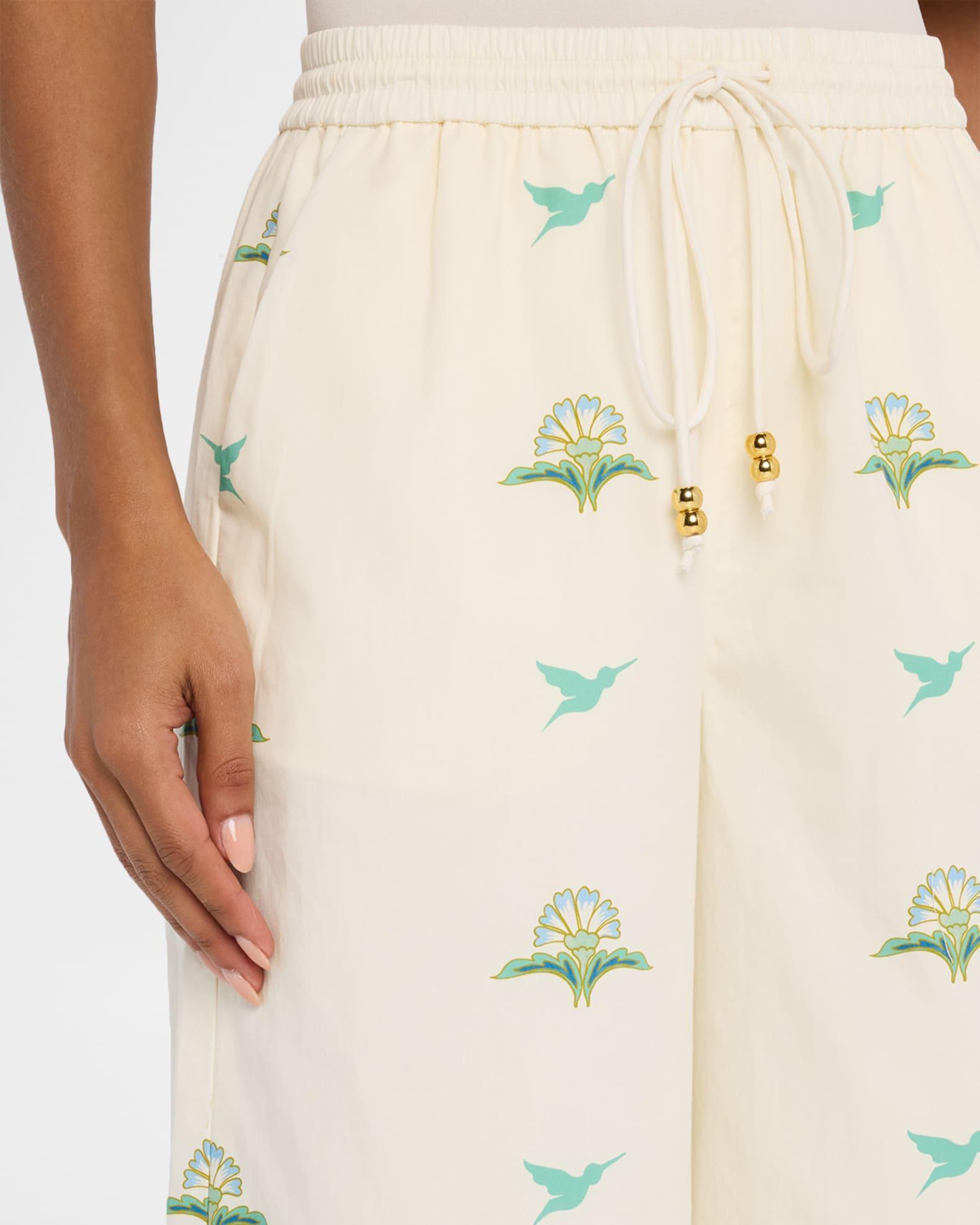 Cortez Embroidered Wide-Leg Cotton Pants Product Image