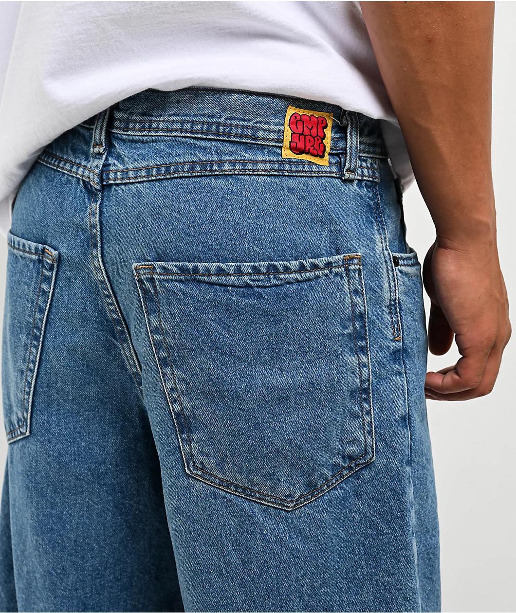 Empyre Scramble Ultra Wide Grey Wash Denim Skate Shorts Product Image