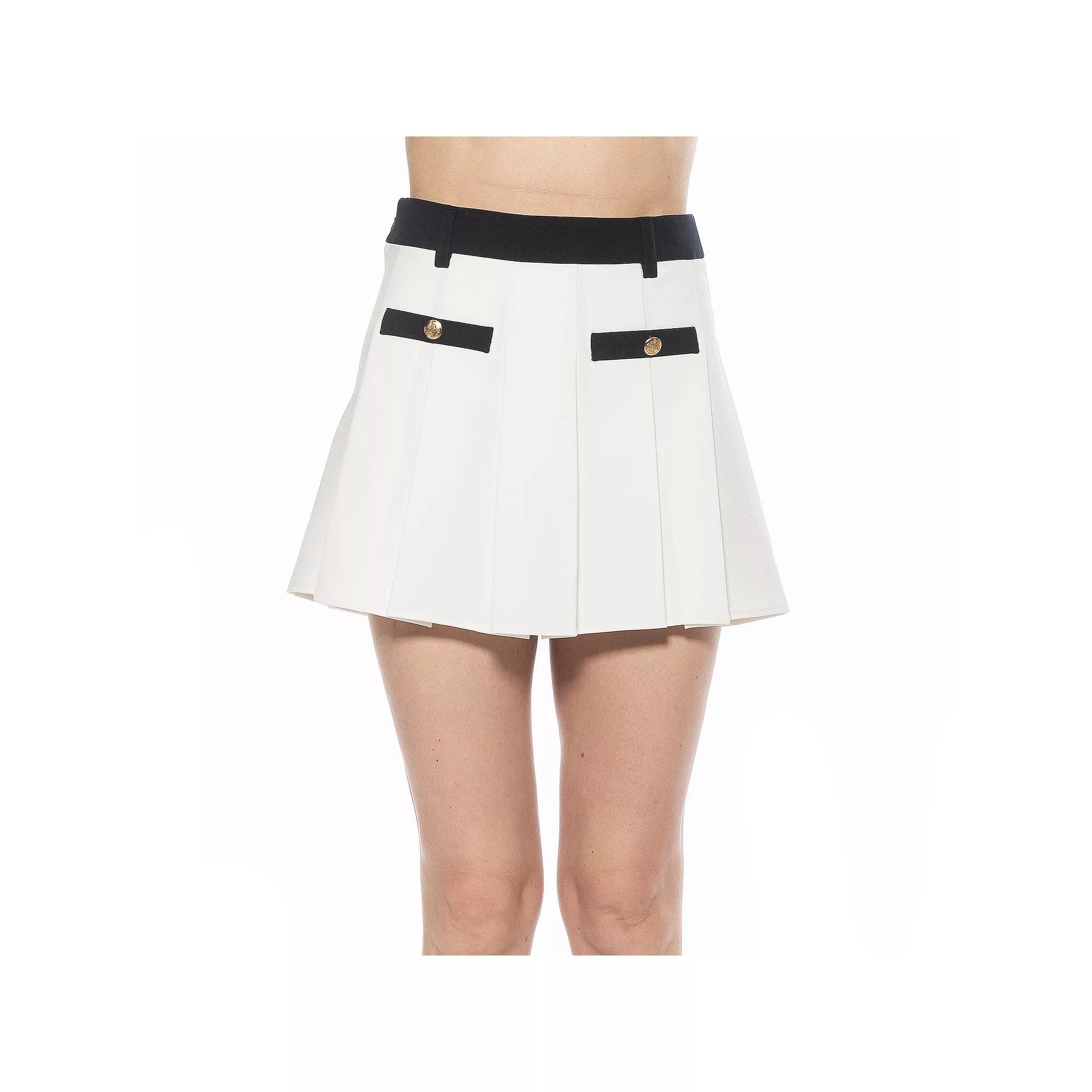 Women's ALEXIA ADMOR Lainey Pleated Skirt, Size: 14, Black White Gingham Product Image