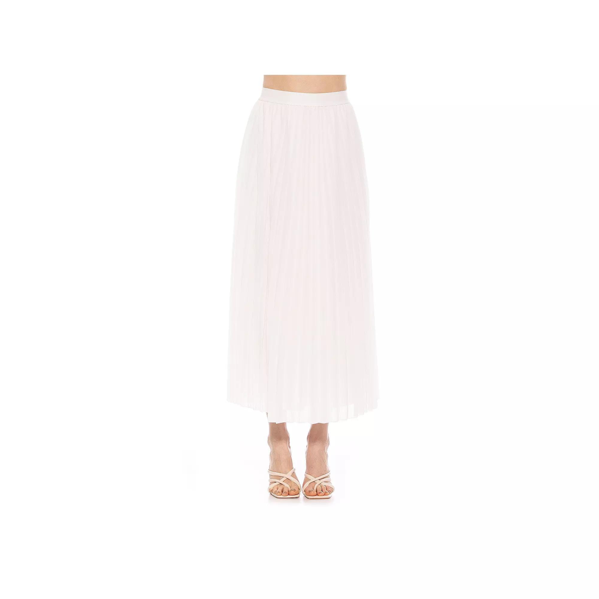 Women's ALEXIA ADMOR Kesia Pleated Midi Skirt, Size: 10, Ivory Product Image