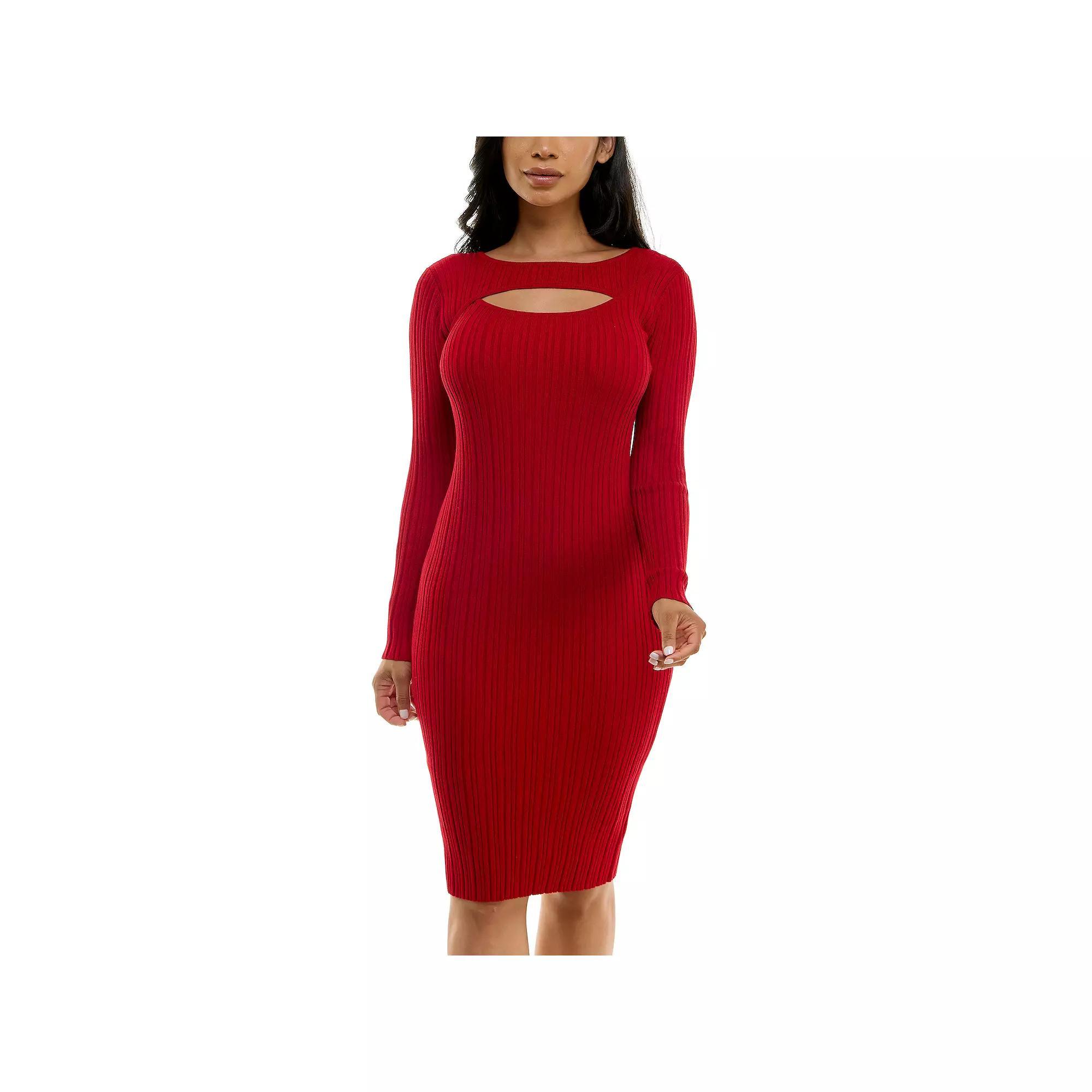 Women's Nina Leonard Ribbed Midi Sweater Dress, Size: XL, Red Product Image