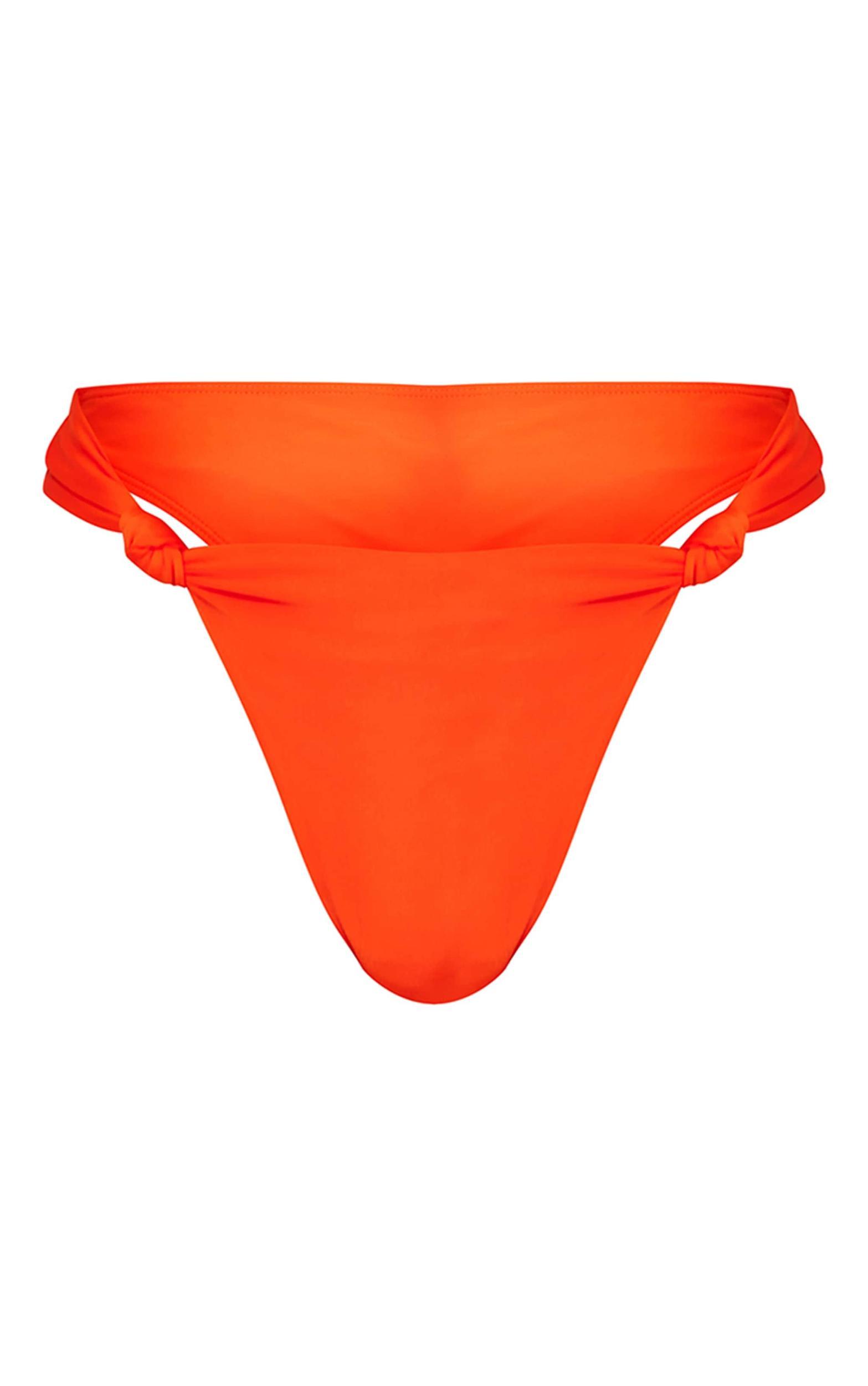 Orange Ruched Knot Bikini Bottoms Product Image