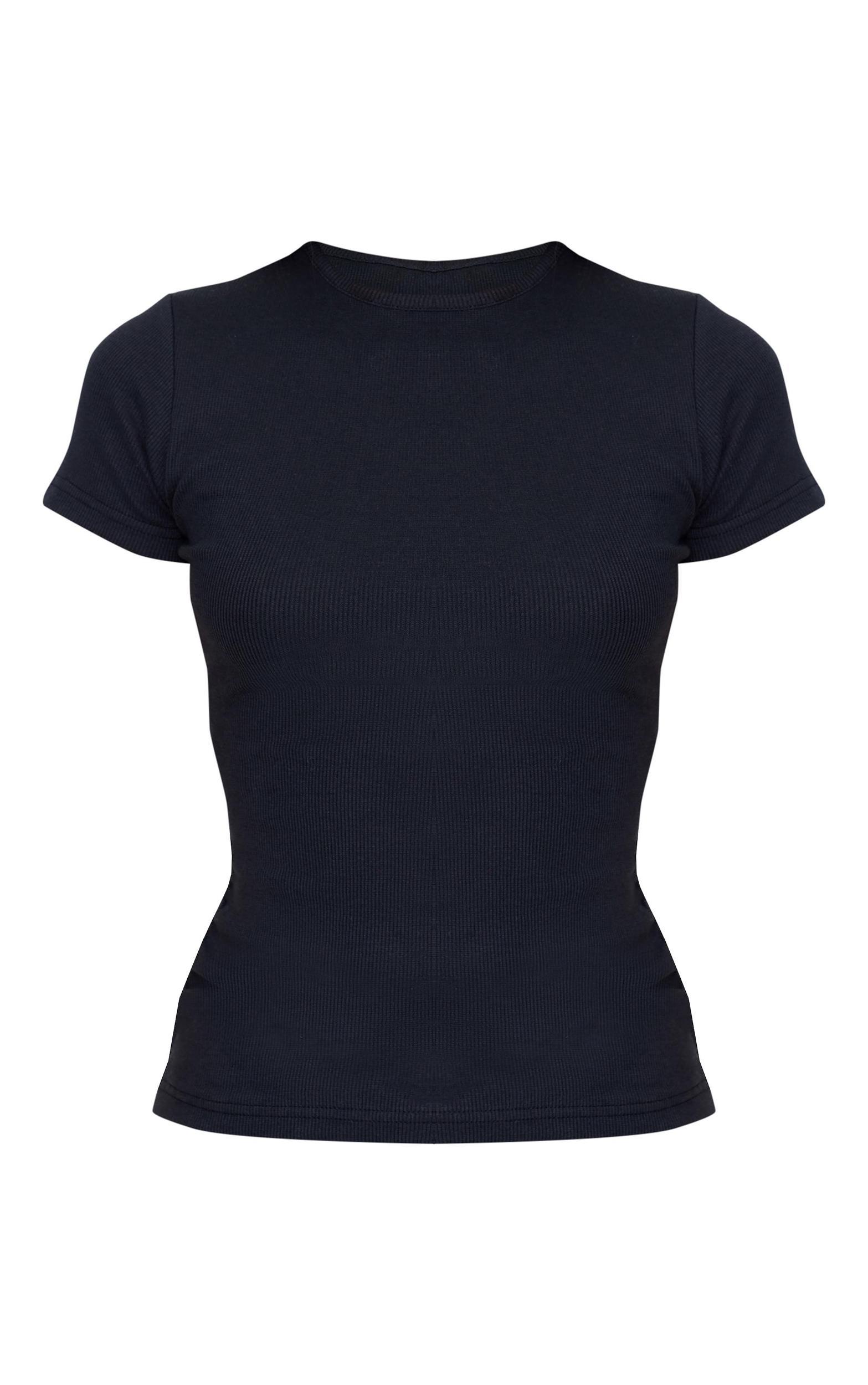 Black Ribbed Knitted Ruched Long Top Product Image