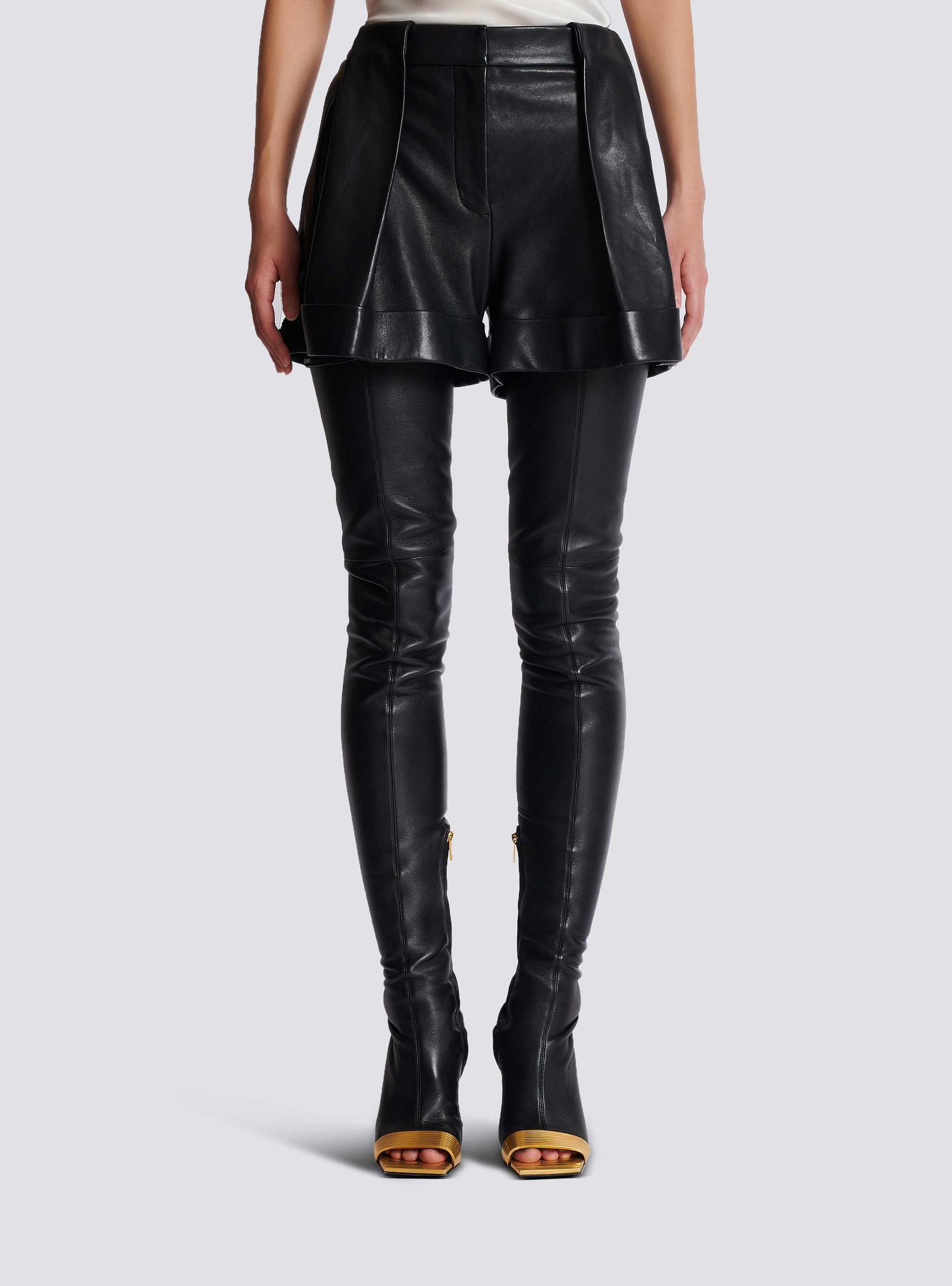 Pleated lambskin shorts Product Image
