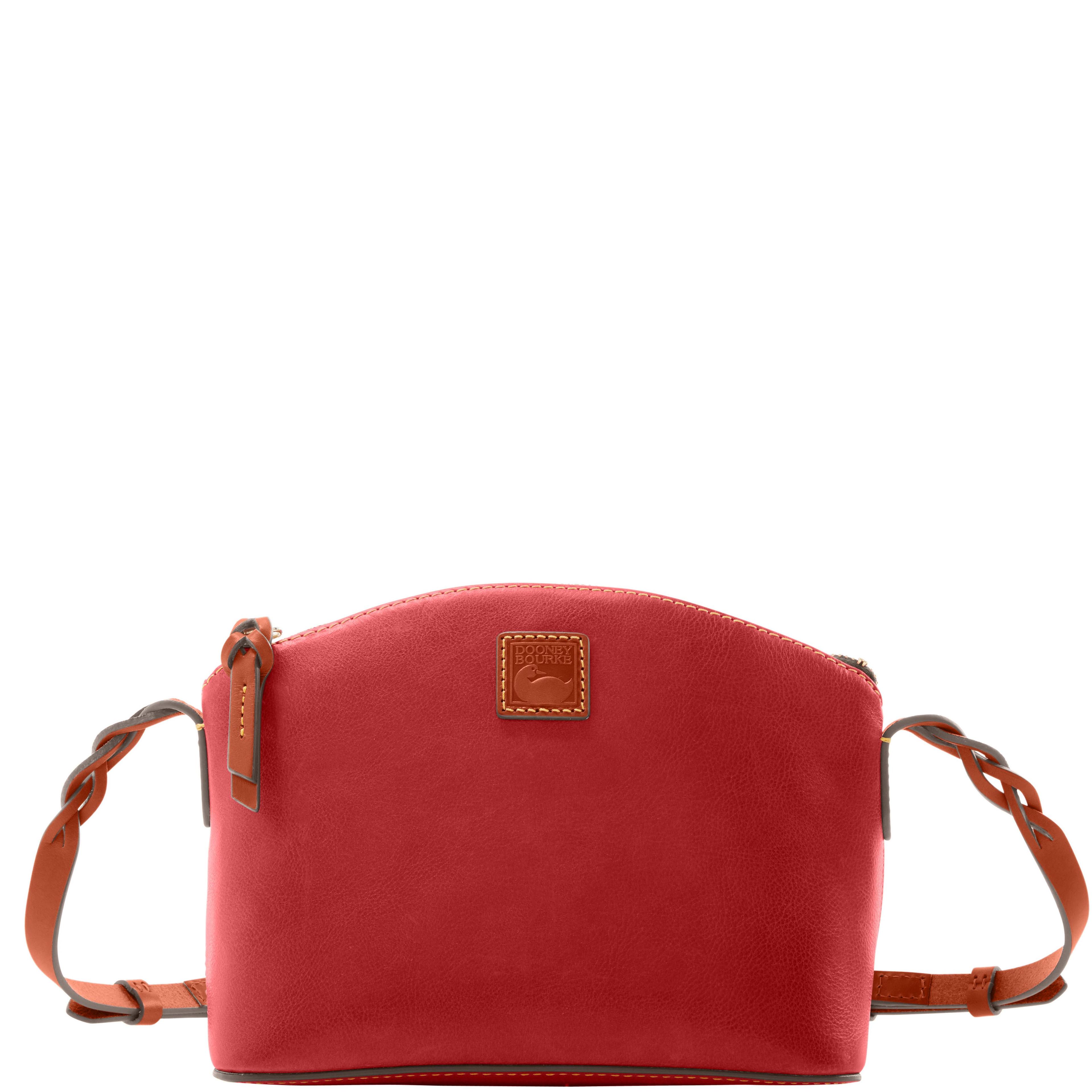 Dooney & Bourke Womens Florentine Penny Crossbody Leather Shoulder Bag in Red Tan Product Image