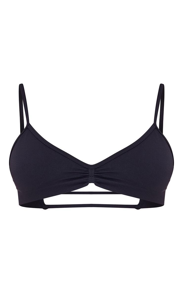 PLT SPORT Black Seamless Twist Front Sports Bra Product Image