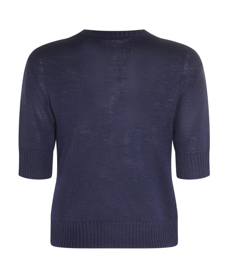 JIL SANDER Crew-neck Wool Top In Blue Product Image
