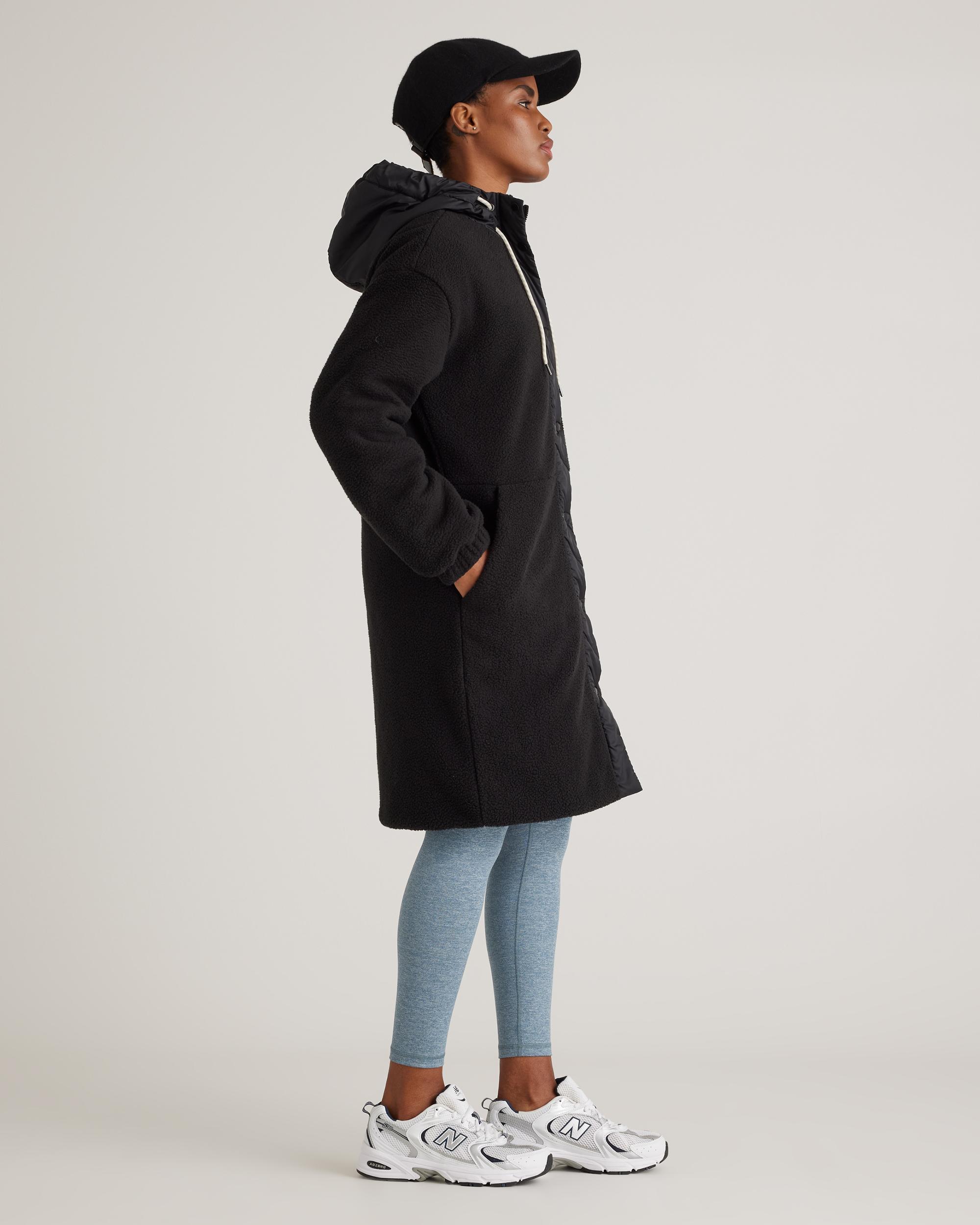 Quince | Women's Long Hooded Sherpa Jacket Size XS, 100% Polyester Product Image
