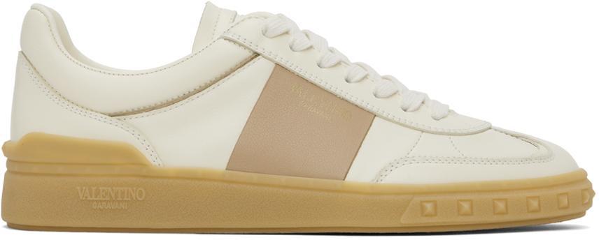 VALENTINO GARAVANI Off-white & Pink Upvillage Calfskin Sneakers In Ycc Ivory-rose Canne Product Image