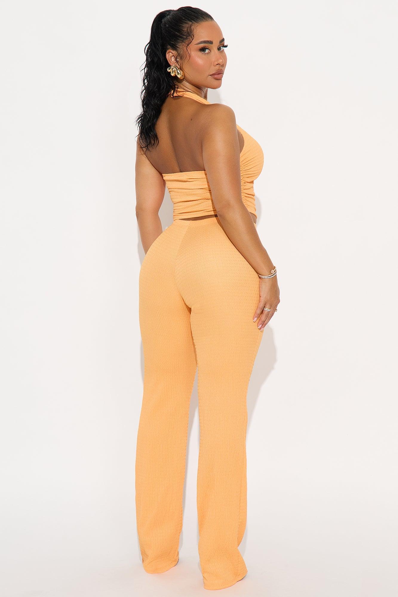 Alice Halter Textured Pant Set - Orange Product Image