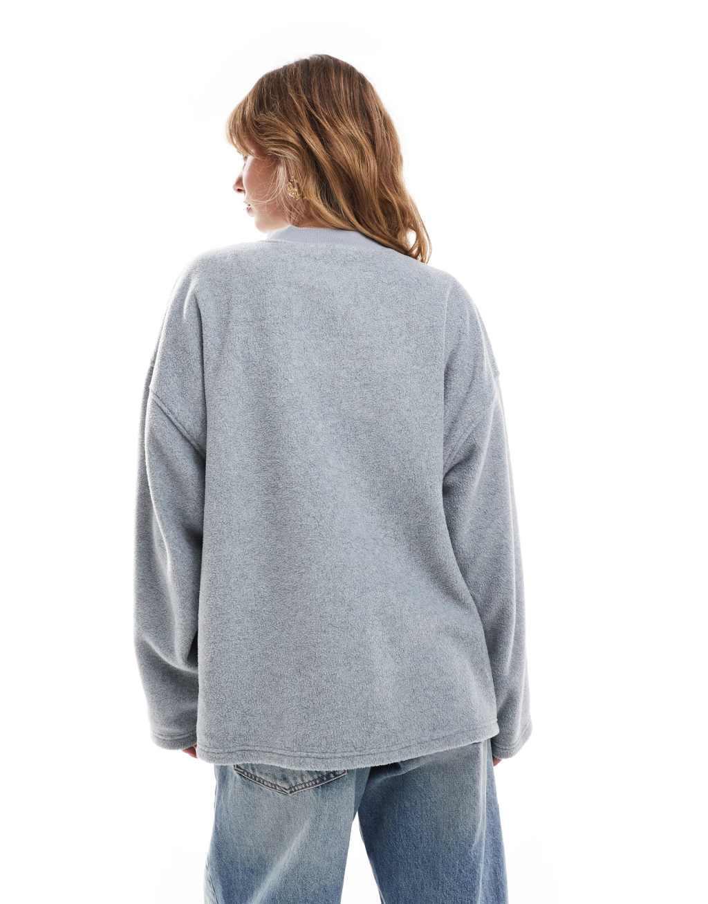 ASOS DESIGN embossed berlin graphic borg sweatshirt in gray heather Product Image