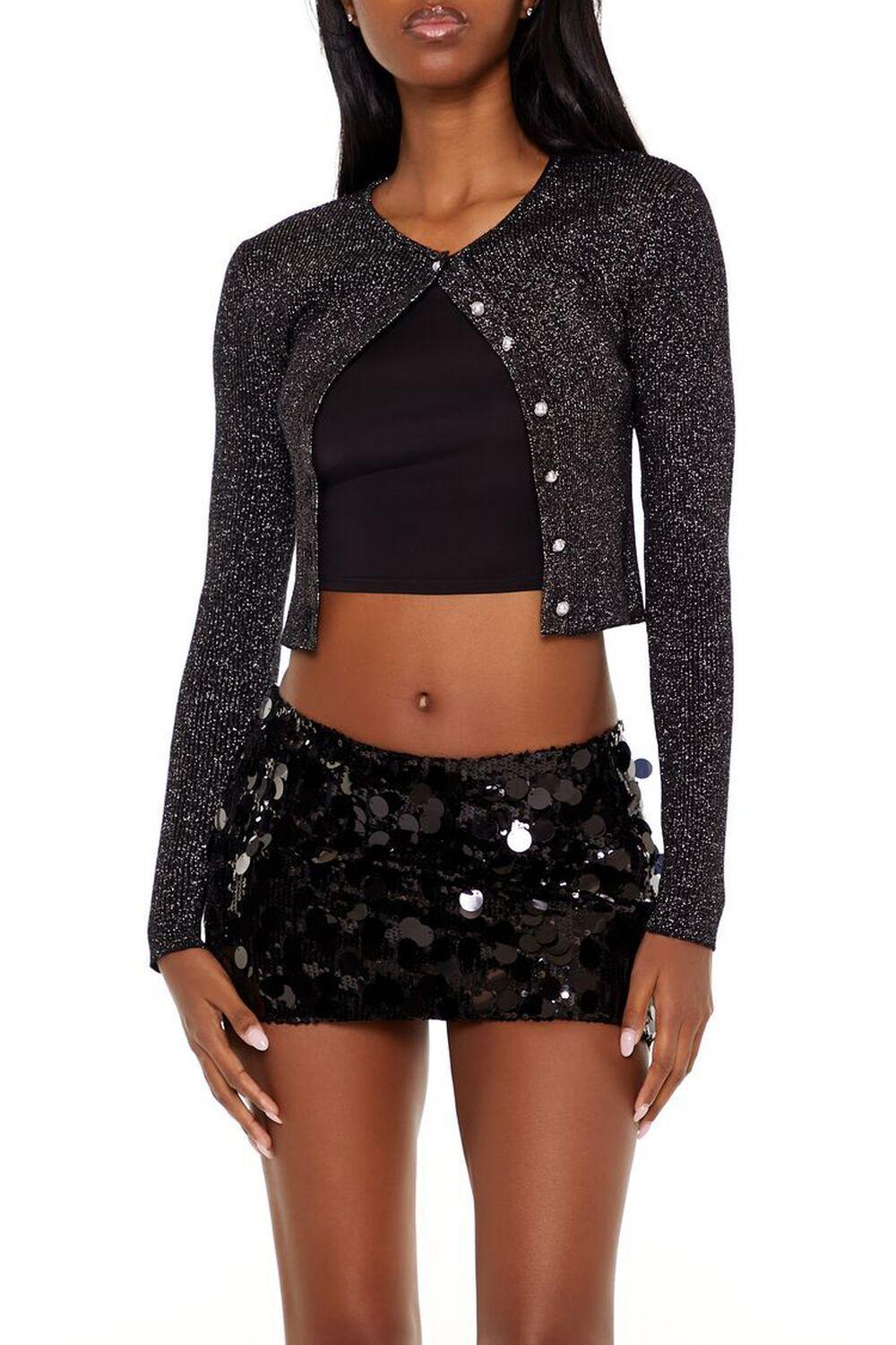 Faux Pearl Glitter Cardigan Sweater | Forever 21 Product Image