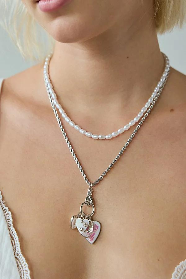 Val Pearl Layering Charm Necklace Set Womens at Urban Outfitters Product Image