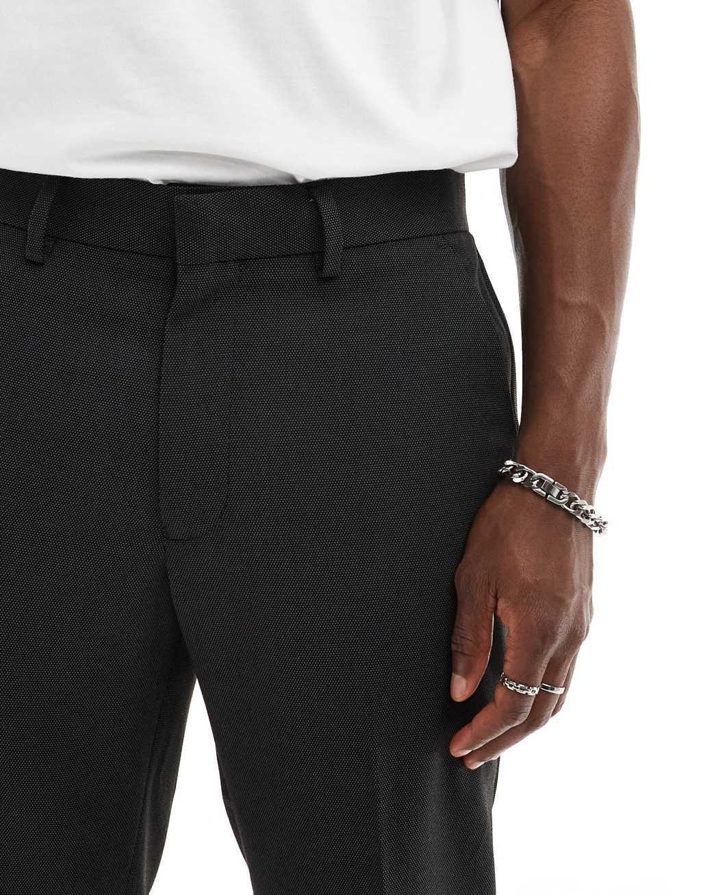 ASOS DESIGN slim suit pants in black pindot Product Image