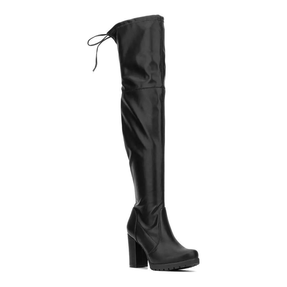 New York & Company Adora Women's Thigh-High Boots, Size: 7.5, Black Pu Product Image