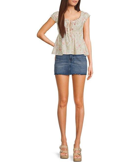 Moa Moa Sleeveless Printed Shirred Babydoll Top Product Image