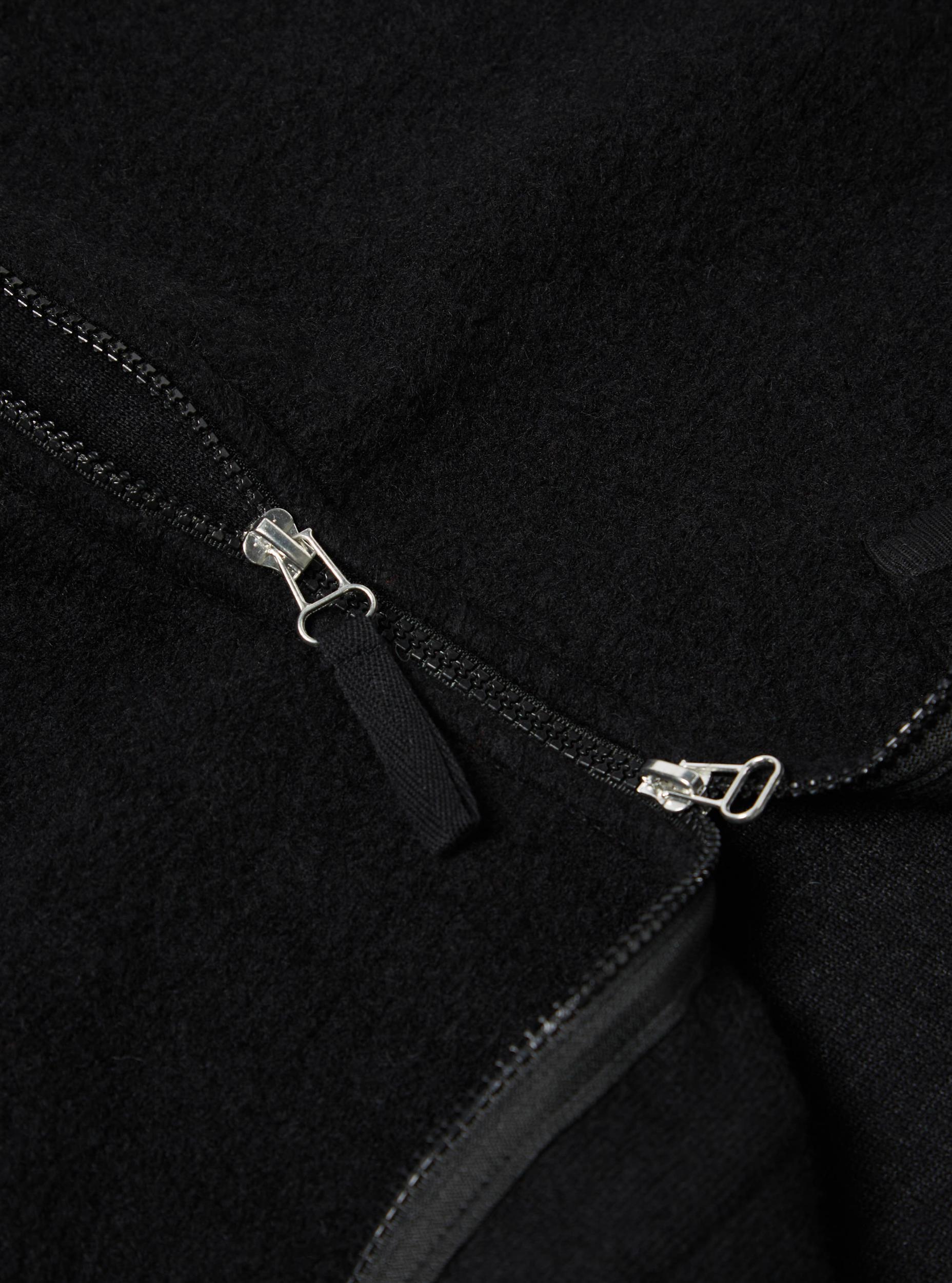 Universal Works Zip Waistcoat in Black Wool Fleece Product Image