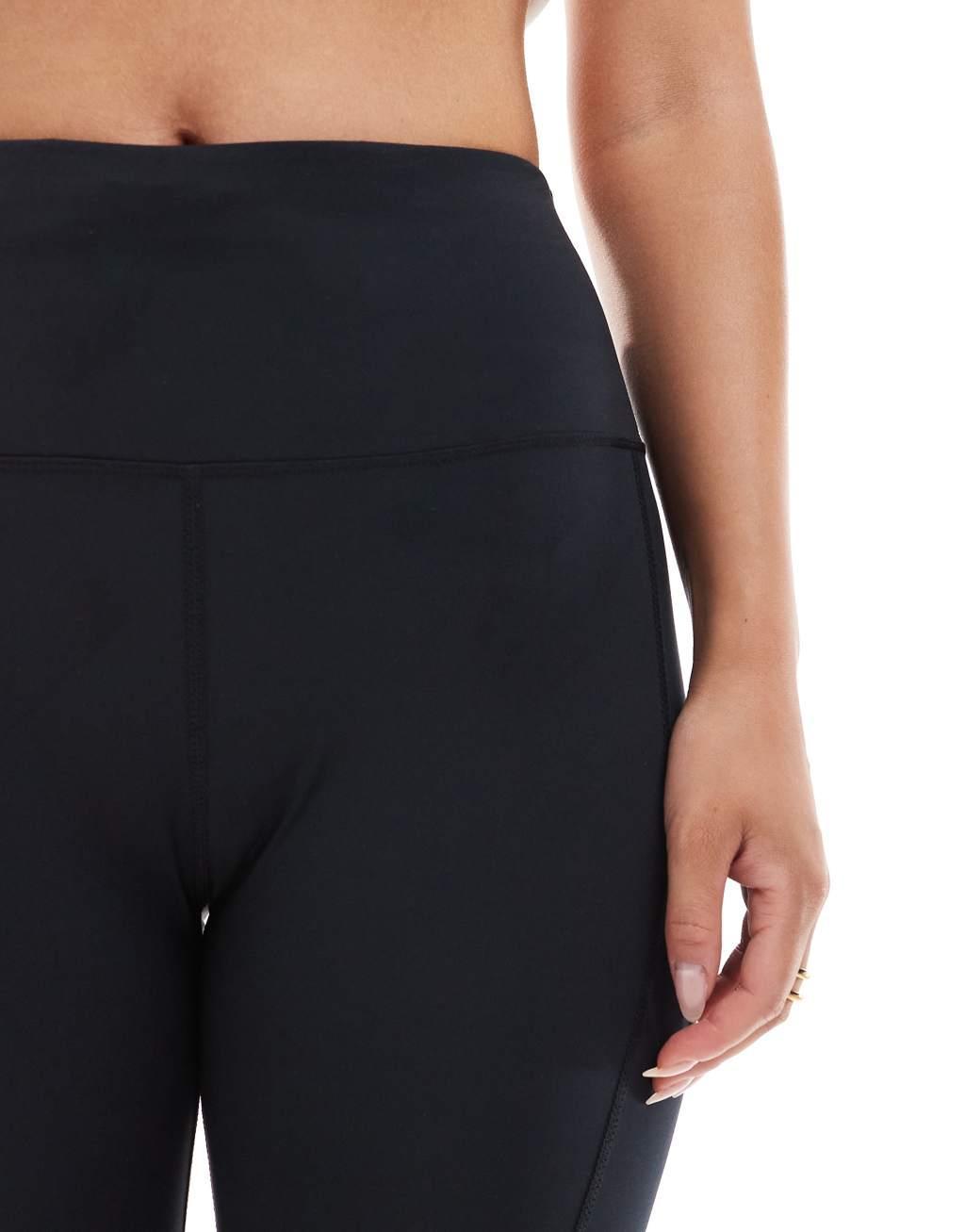 4505 Hourglass Icon running tie waist gym leggings with phone pocket in black  Product Image