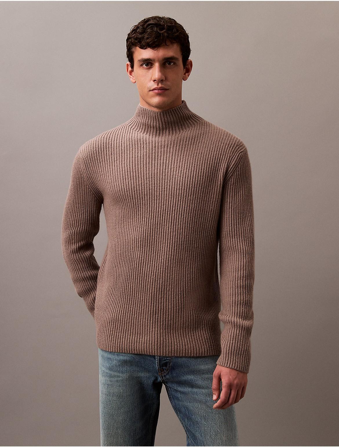 Calvin Klein Men's Wool Blend Mock Neck Sweater - Grey - L Product Image