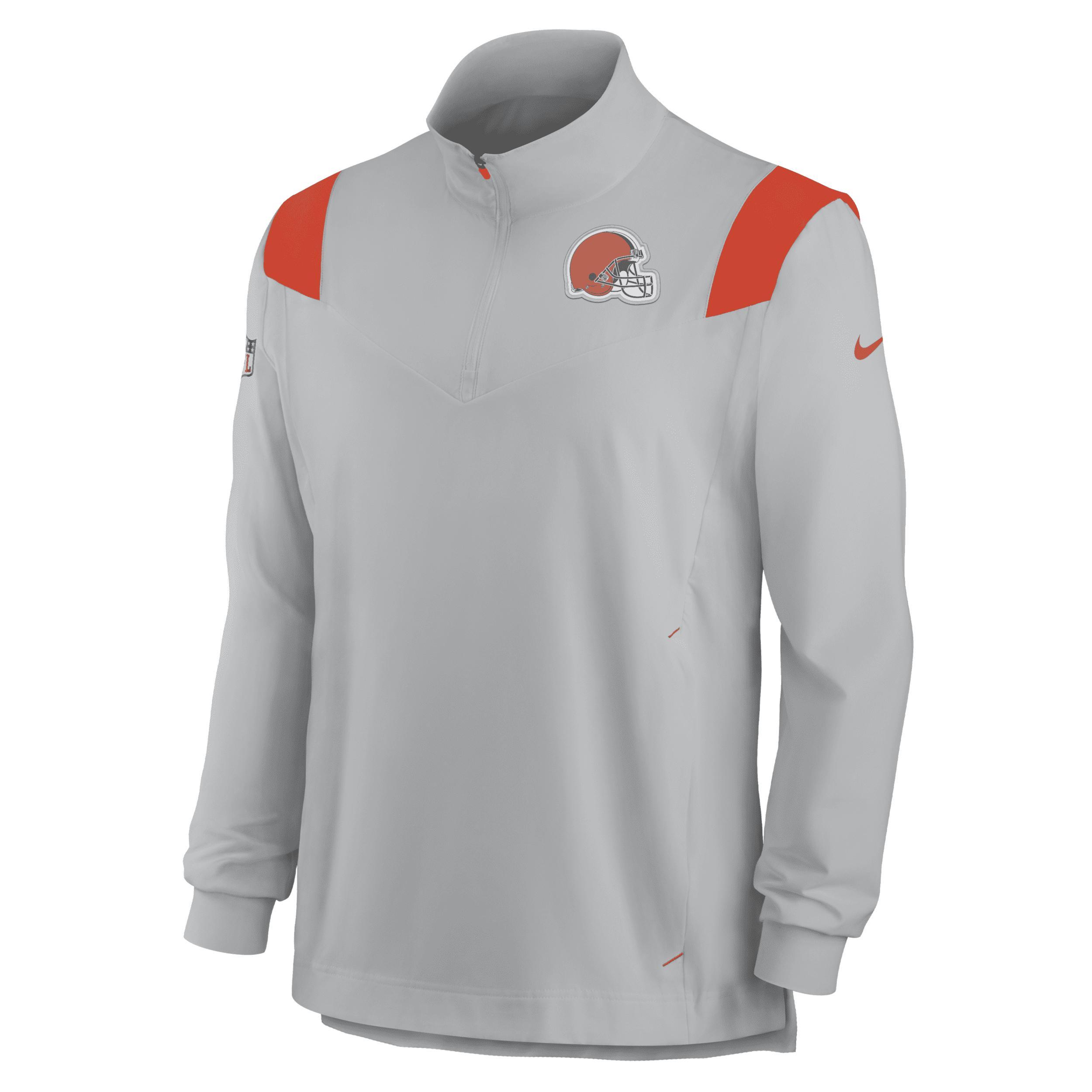 Mens Nike Gray Cleveland Browns Sideline Coach Chevron Lockup Quarter-Zip Long Sleeve Top Product Image