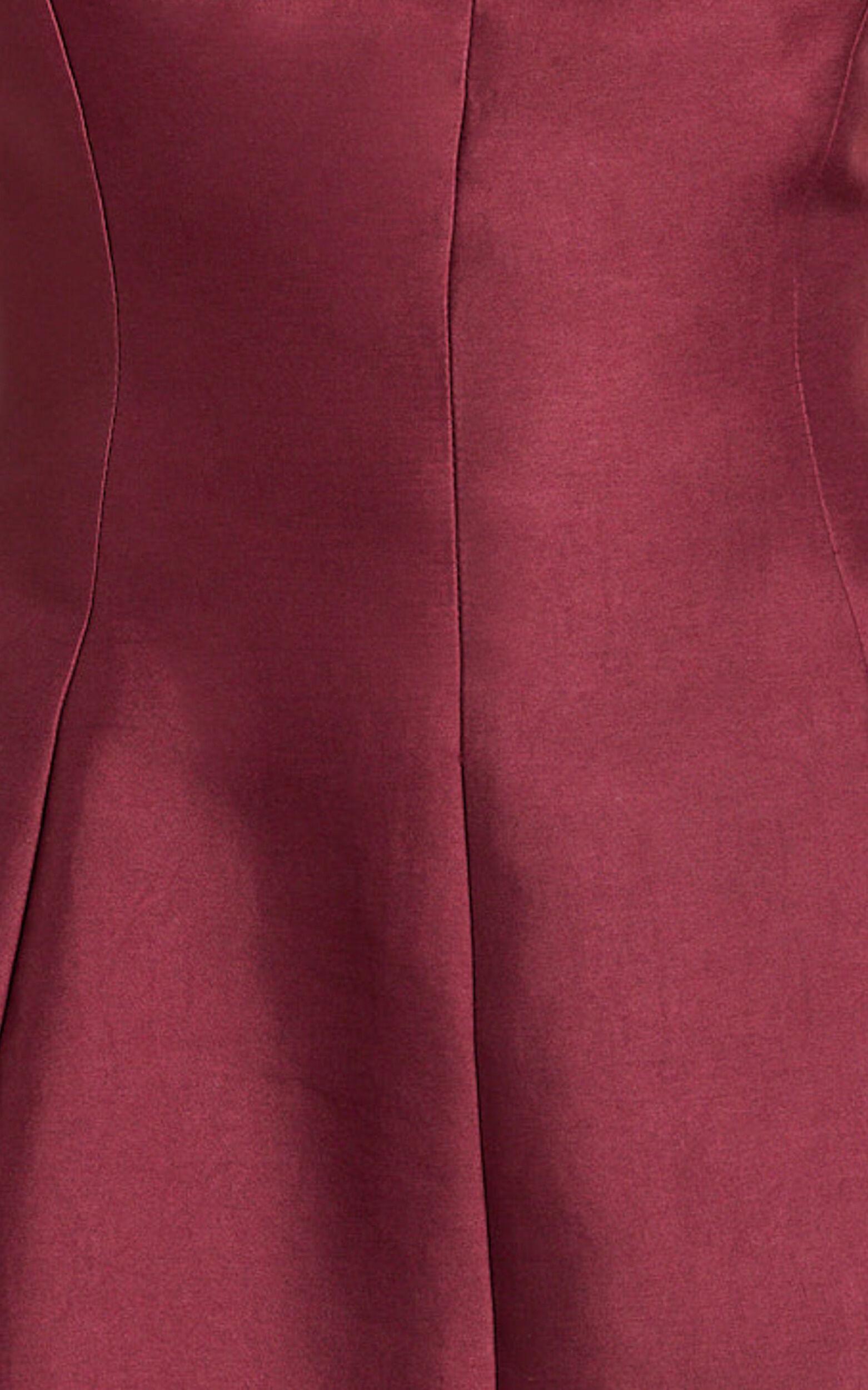 Sheeran Mini Dress - Plunge A Line Dress in Wine Product Image
