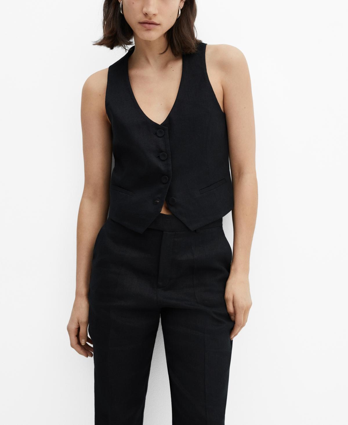Mango Womens Linen Suit Vest Product Image