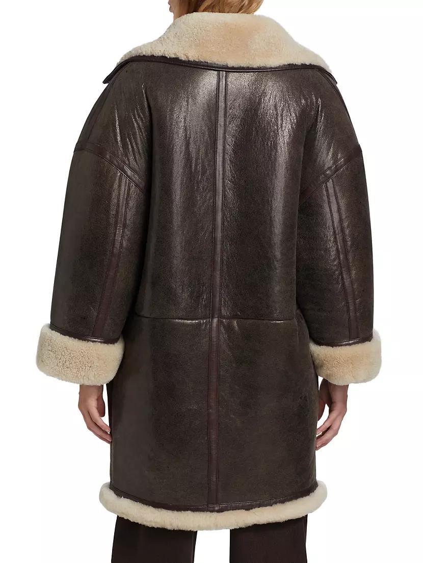 Shearling-Trimmed Leather Cocoon Coat Product Image