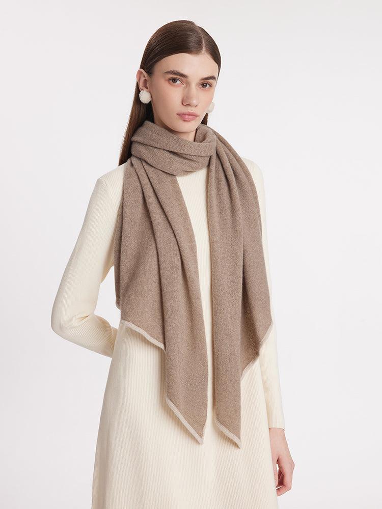 Contrast Trim Asymmectrical Cashmere Scarf Product Image