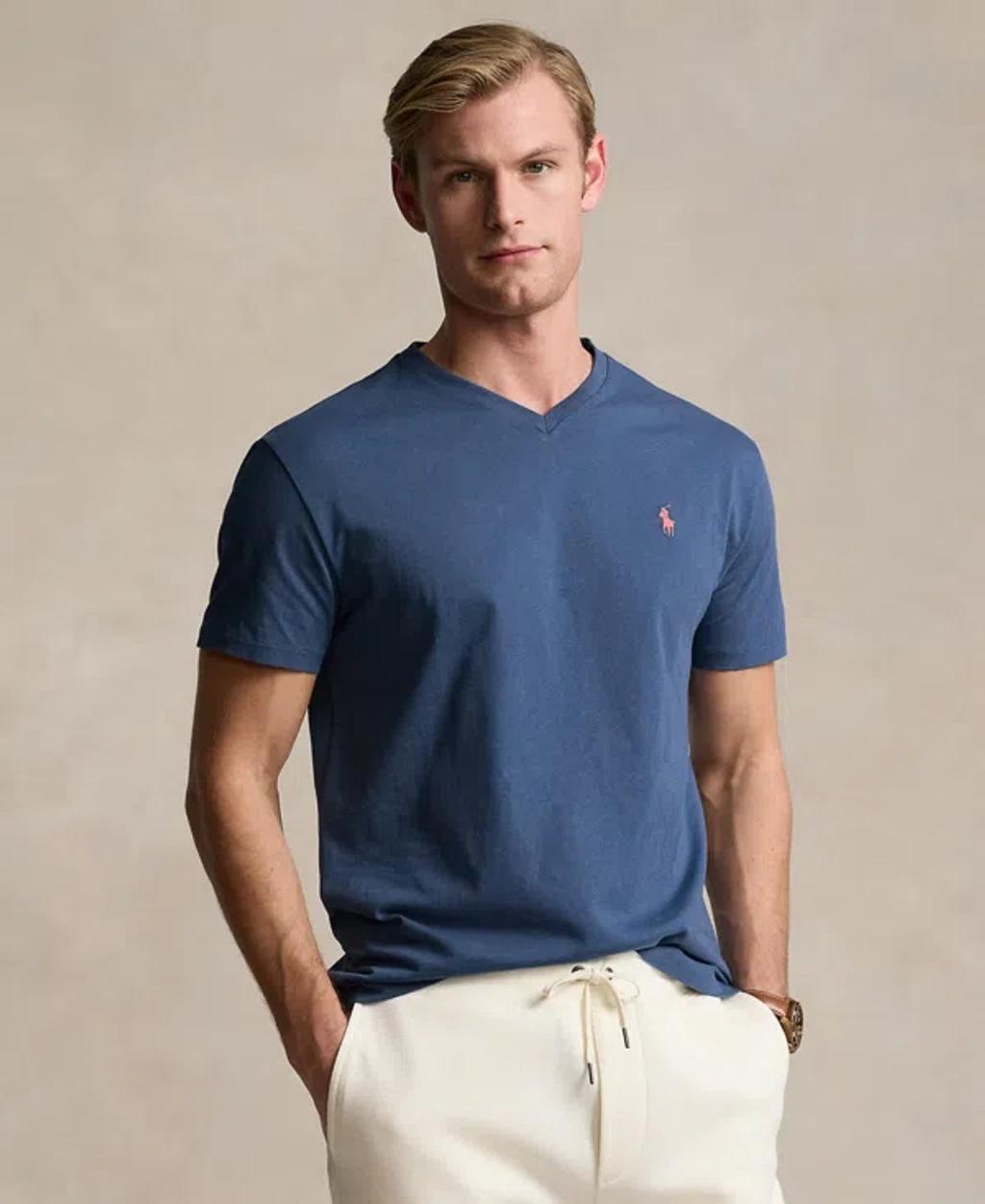 Polo Ralph Lauren Mens Classic-Fit V Neck T-Shirt - Clancy Blue Product Image