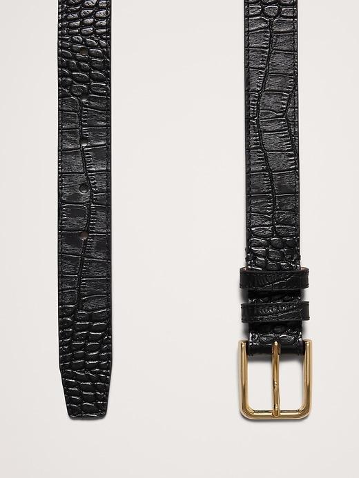 Topstitched Embossed Leather Belt Product Image