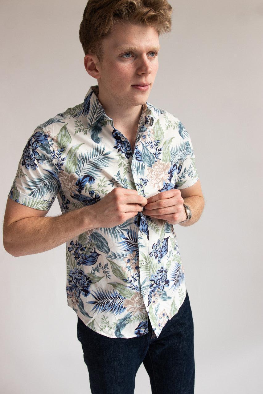 Muted Floral Palms Hawaiian Shirt Product Image