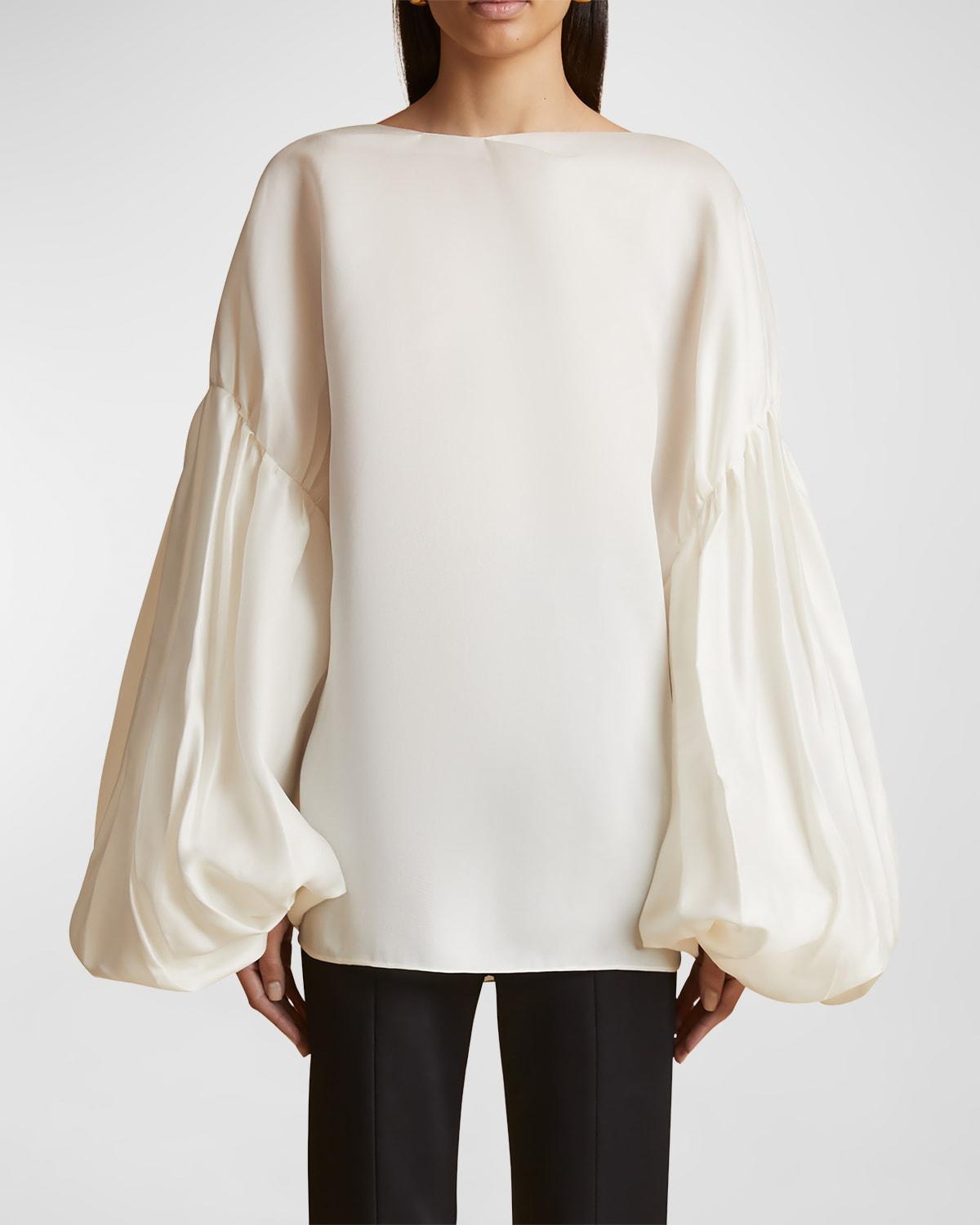 Quico Balloon-Sleeve Oversized Silk Blouse Product Image
