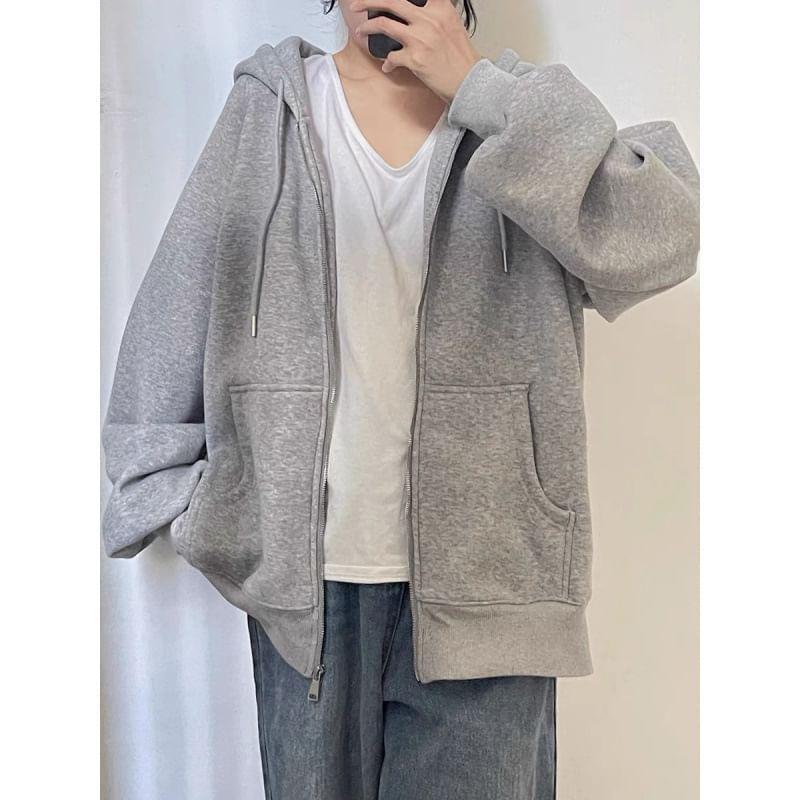 Drawstring Zip Hoodie Product Image