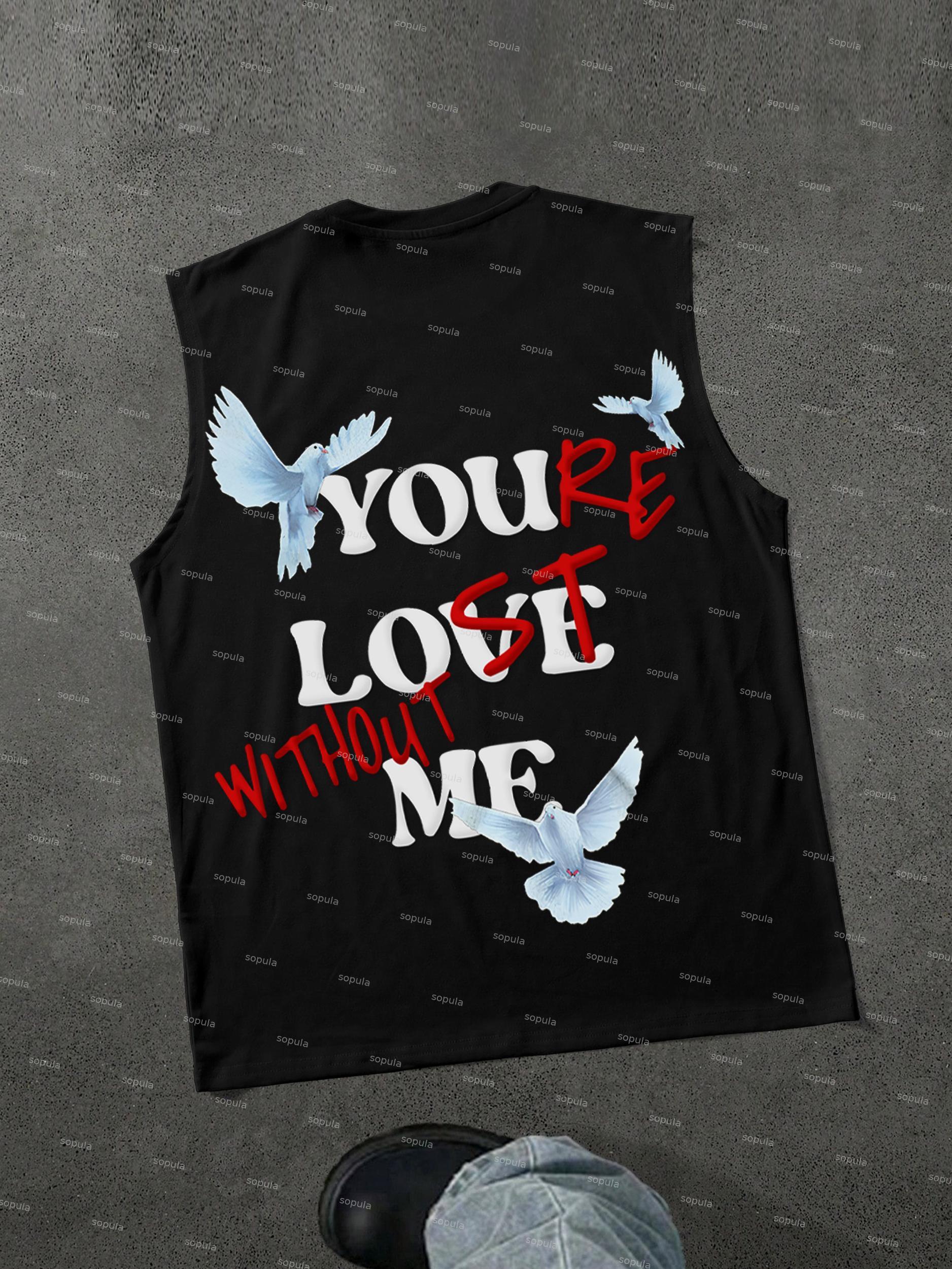 Sopula Peace Dove You're Lost Without Me Graphic Sleeveless Tank Top Product Image