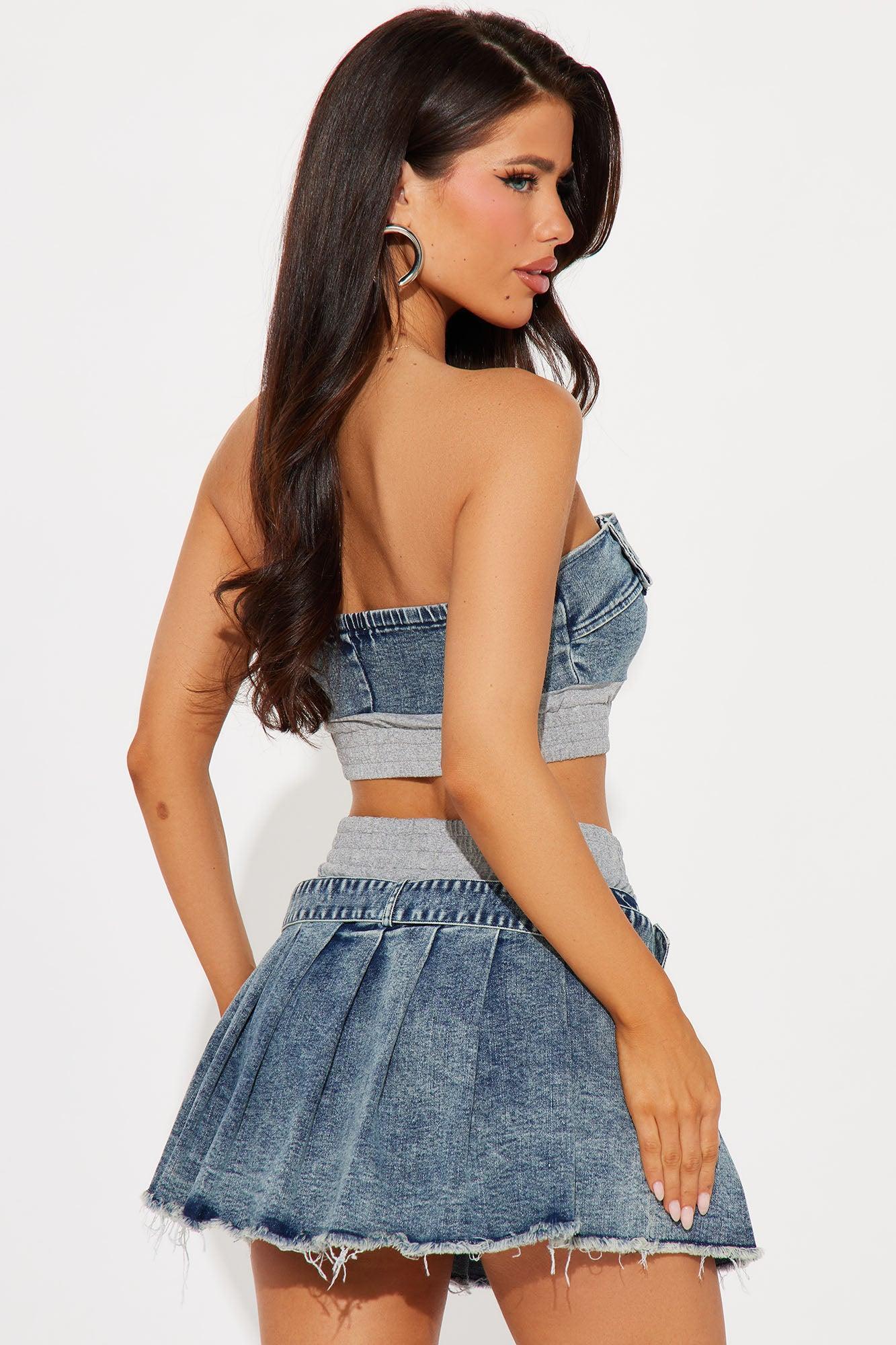 Cooler Than You Denim Skirt Set - Medium Wash Product Image