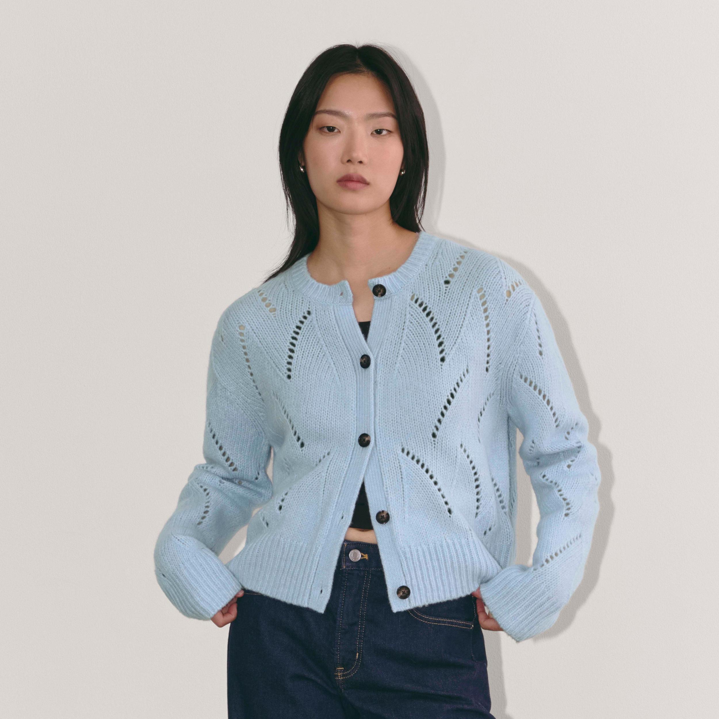 The Pointelle Cardigan in Cloud Product Image