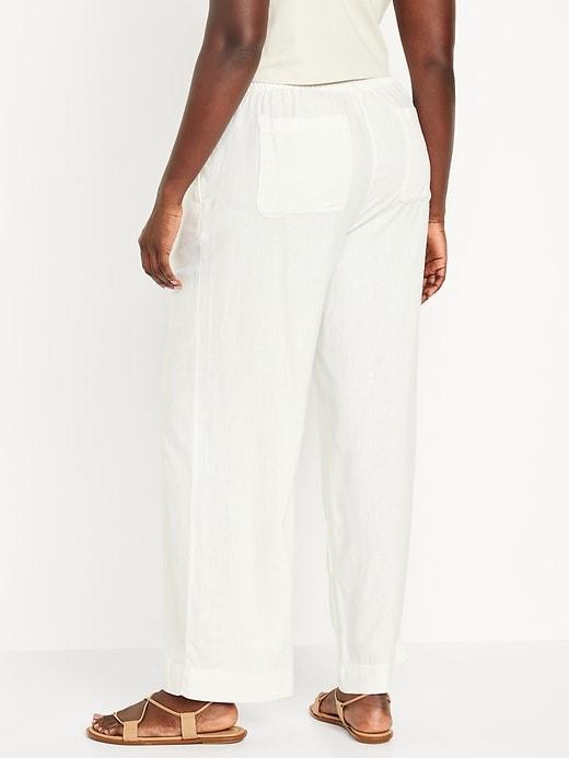 High-Waisted Linen-Blend Wide-Leg Pants Product Image