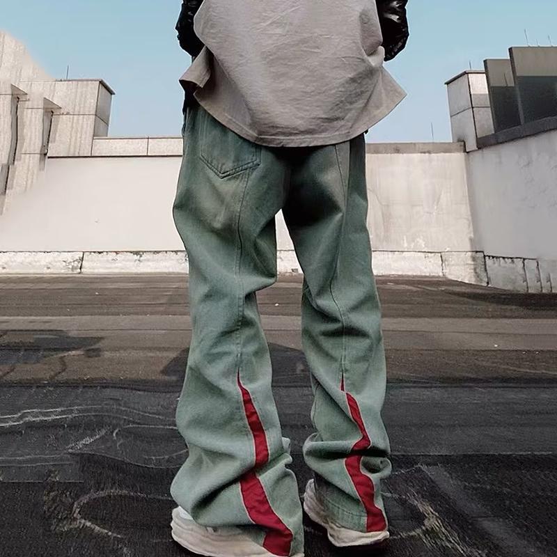 Men's Street Hip Hop Patchwork Micro Flare Jeans Product Image