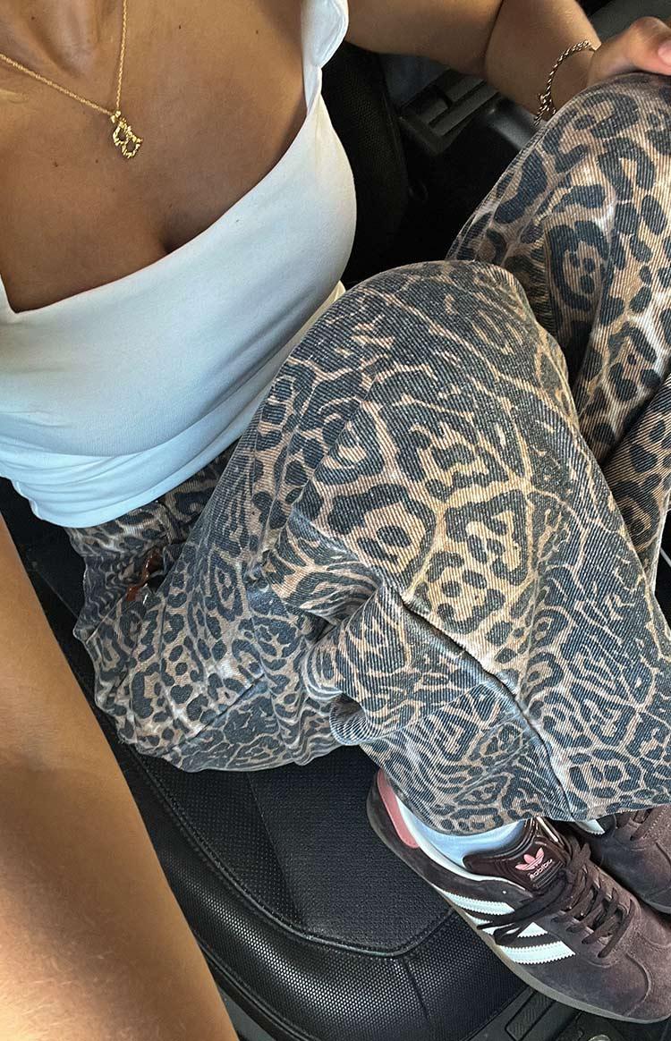 Brunet Leopard Print Straight Leg Jeans Girls Product Image